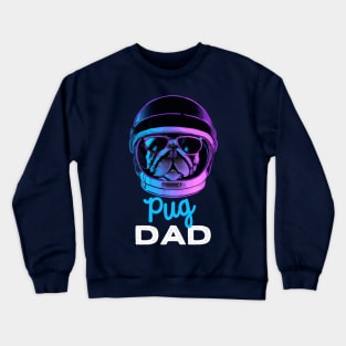 Pug Dad Synthwave Dog Owner Pugs Dog Father Crewneck Sweatshirt